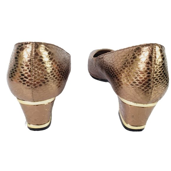 J. Renee Copper Snake Skin Padded Slipper Style Heel, Sz 6.5M - Picture 6 of 9